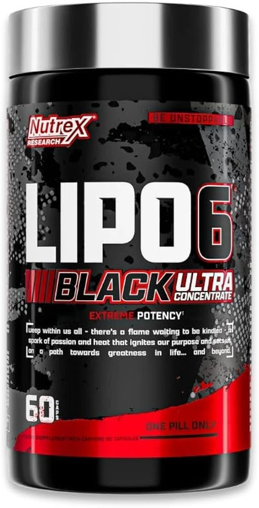 Nutrex Research - Lipo-6 Black Ultra Concentrate - Extreme Potency Fat Burner - 60 Black-Caps