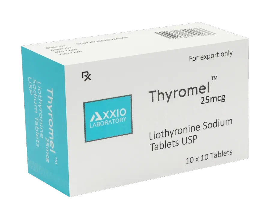 Axxio Laboratory - Thyromel (Liothyronine Sodium / T3) - 25mcg - 100 Tablets (10 x 10 Tablets)